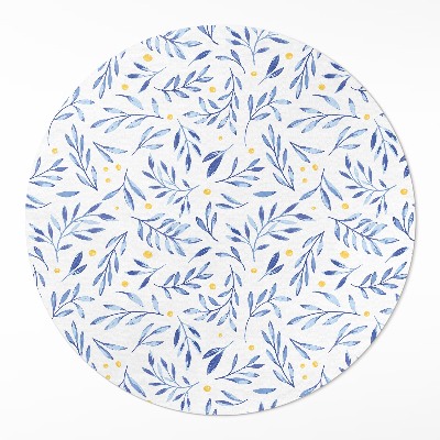 Runder teppich pvc Aquarell-Zweige, -Blütenblätter, -Punkte im Boho-Stil