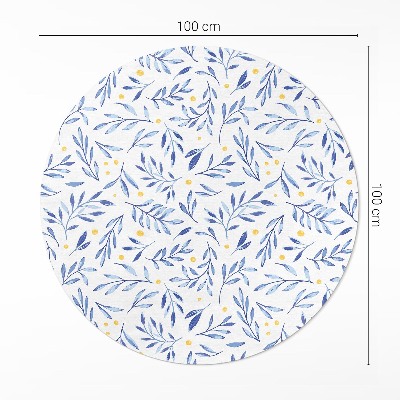 Runder teppich pvc Aquarell-Zweige, -Blütenblätter, -Punkte im Boho-Stil