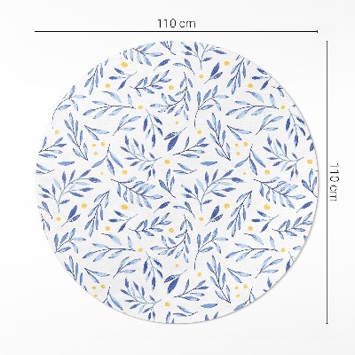 Runder teppich pvc Aquarell-Zweige, -Blütenblätter, -Punkte im Boho-Stil