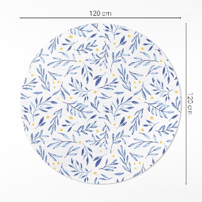Runder teppich pvc Aquarell-Zweige, -Blütenblätter, -Punkte im Boho-Stil