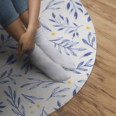 Runder teppich pvc Aquarell-Zweige, -Blütenblätter, -Punkte im Boho-Stil
