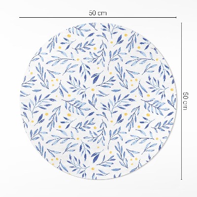 Runder teppich pvc Aquarell-Zweige, -Blütenblätter, -Punkte im Boho-Stil