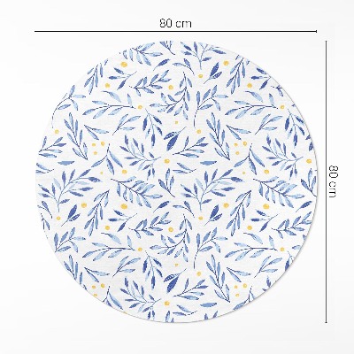 Runder teppich pvc Aquarell-Zweige, -Blütenblätter, -Punkte im Boho-Stil