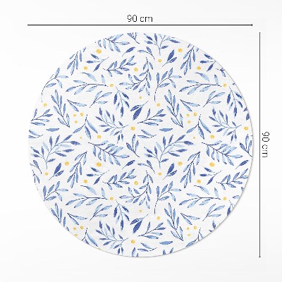 Runder teppich pvc Aquarell-Zweige, -Blütenblätter, -Punkte im Boho-Stil