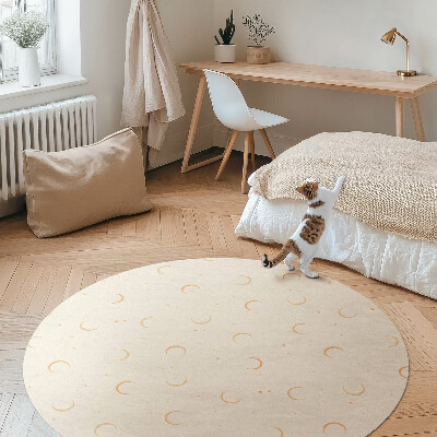 Runder vinyl teppich Winzige Monde und Sterne im Boho-Universum