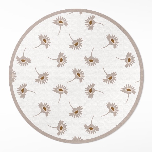 Runder pvc teppich Zarte Blumen Boho-Gänseblümchen