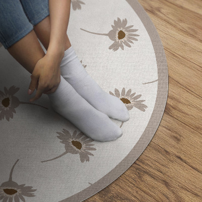 Runder pvc teppich Zarte Blumen Boho-Gänseblümchen