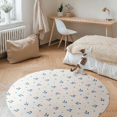 Runder teppich auf pvc Winzige Blütenblätter und Punkte Aquarell Boho