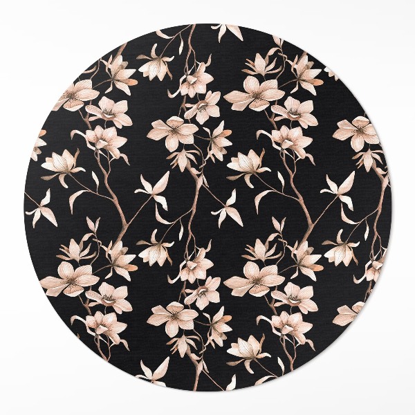Runder vinyl teppich läufer Helle Blumen auf Zweigen Vintage-Muster