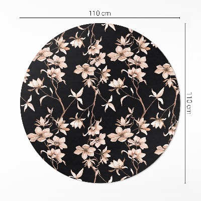 Runder vinyl teppich läufer Helle Blumen auf Zweigen Vintage-Muster