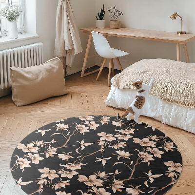 Runder vinyl teppich läufer Helle Blumen auf Zweigen Vintage-Muster
