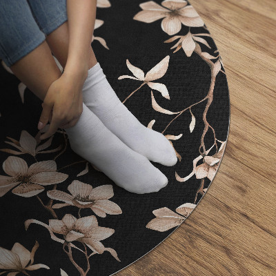 Runder vinyl teppich läufer Helle Blumen auf Zweigen Vintage-Muster