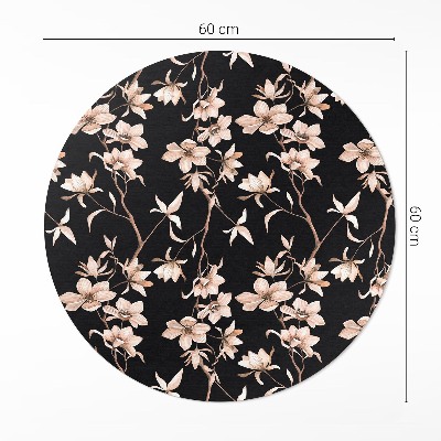 Runder vinyl teppich läufer Helle Blumen auf Zweigen Vintage-Muster