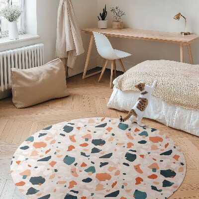 Runder vinyl teppich Pastell gres dekorative steine boho stil