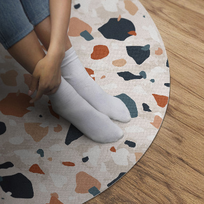 Runder vinyl teppich Pastell gres dekorative steine boho stil