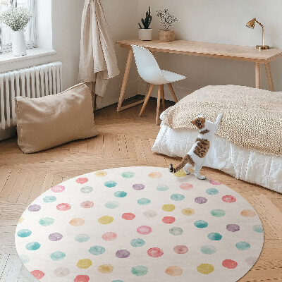 Runder pvc teppich Gemalte Punkte Aquarell Boho