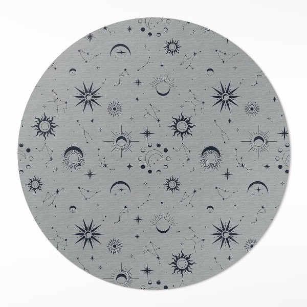 Runder teppich pvc Universum, Monde, Sonne, Sterne vintage