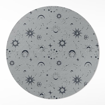 Runder teppich pvc Universum, Monde, Sonne, Sterne vintage