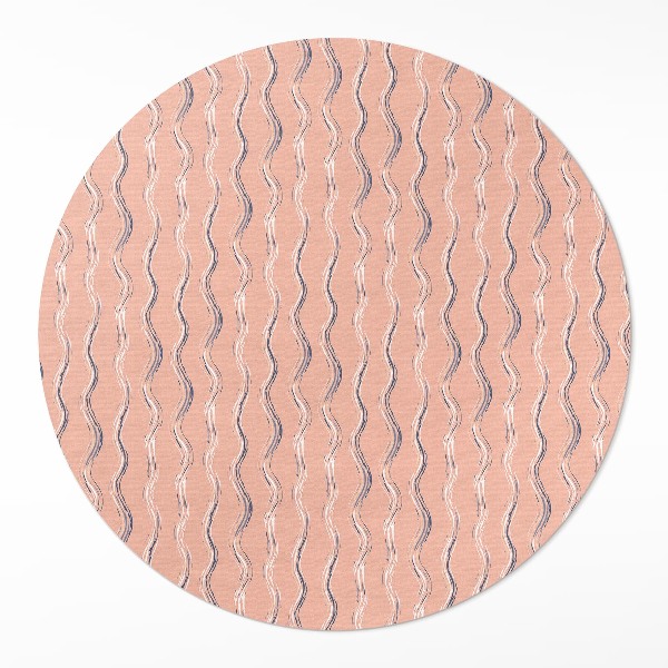 Runder teppich pvc Boho-Wellen in Pastellfarben