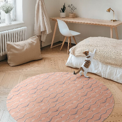 Runder teppich pvc Boho-Wellen in Pastellfarben