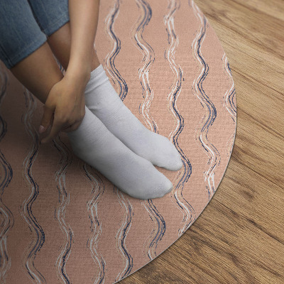 Runder teppich pvc Boho-Wellen in Pastellfarben