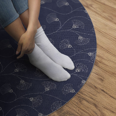 Runder teppich auf pvc Ginkgo-Blätter im Boho-Vintage-Stil