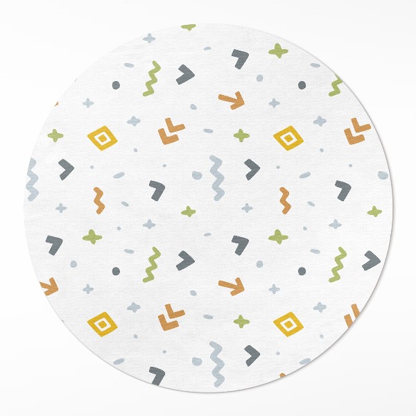 Runder vinyl teppich Pastellfarbene Icons und Formen im Boho-Stil