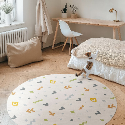 Runder vinyl teppich Pastellfarbene Icons und Formen im Boho-Stil