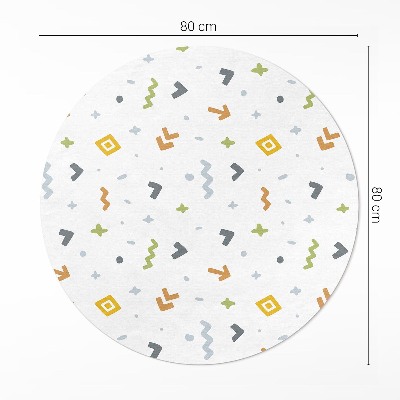 Runder vinyl teppich Pastellfarbene Icons und Formen im Boho-Stil