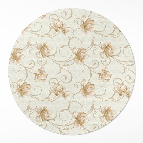 Runder teppich pvc Schöne Blumen und Pflanzen im ornamentalen Stil