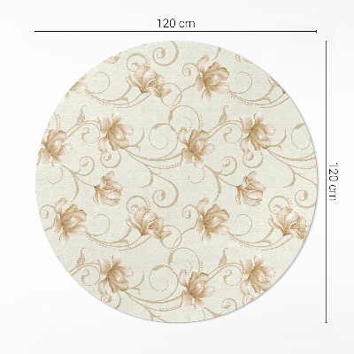 Runder teppich pvc Schöne Blumen und Pflanzen im ornamentalen Stil