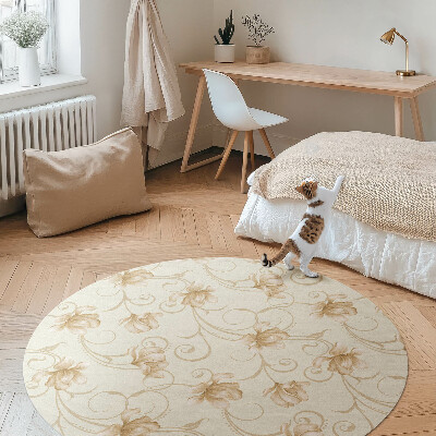 Runder teppich pvc Schöne Blumen und Pflanzen im ornamentalen Stil