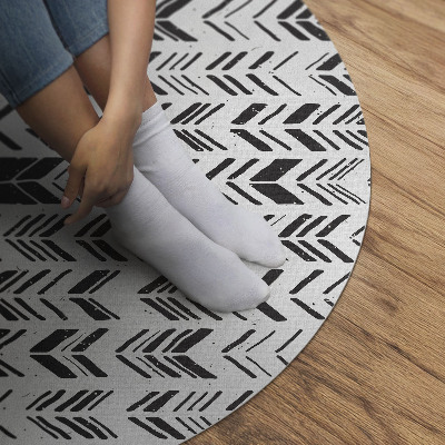 Runder teppich auf pvc Indisches Design Federn und Pfeile im Boho-Stil