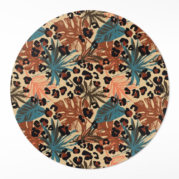 Runder vinyl teppich Tropische Blätter Muster Leopard Dschungel