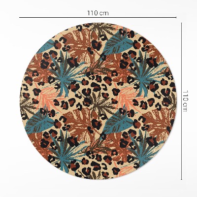 Runder vinyl teppich Tropische Blätter Muster Leopard Dschungel