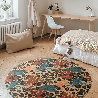 Runder vinyl teppich Tropische Blätter Muster Leopard Dschungel