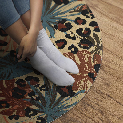 Runder vinyl teppich Tropische Blätter Muster Leopard Dschungel