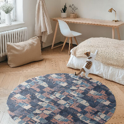 Runder pvc teppich Abstraktes Mosaik im Vintage-Retro-Stil