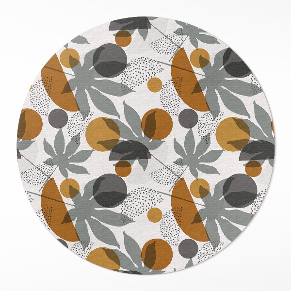 Runder vinyl teppich läufer Illustration von Boho-Blättern und Formen