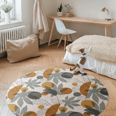 Runder vinyl teppich läufer Illustration von Boho-Blättern und Formen