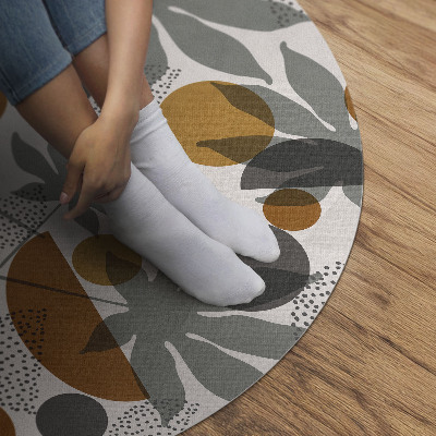 Runder vinyl teppich läufer Illustration von Boho-Blättern und Formen