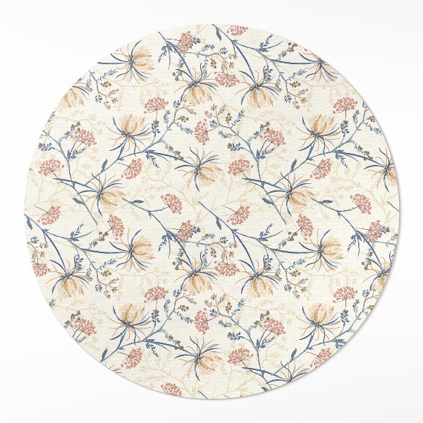 Runder pvc teppich Blumenwiese feines Boho-Muster