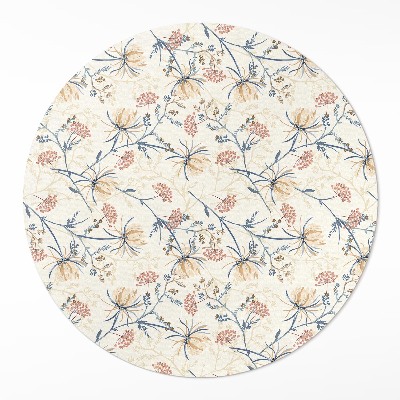 Runder pvc teppich Blumenwiese feines Boho-Muster
