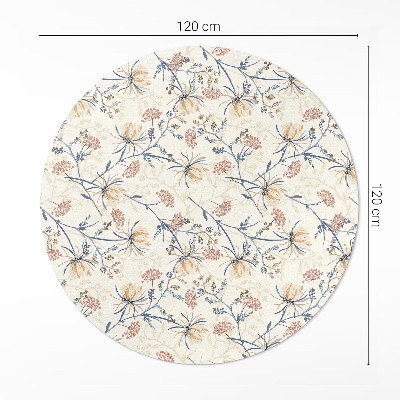 Runder pvc teppich Blumenwiese feines Boho-Muster