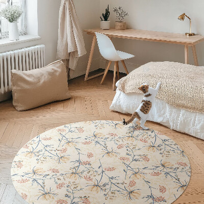 Runder pvc teppich Blumenwiese feines Boho-Muster