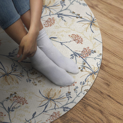 Runder pvc teppich Blumenwiese feines Boho-Muster
