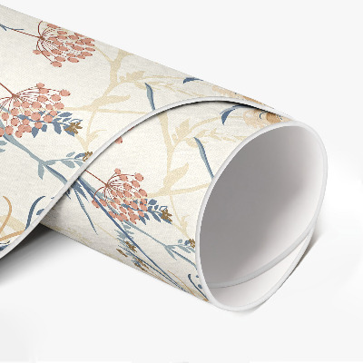 Runder pvc teppich Blumenwiese feines Boho-Muster