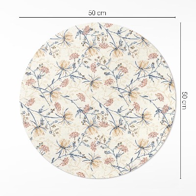 Runder pvc teppich Blumenwiese feines Boho-Muster