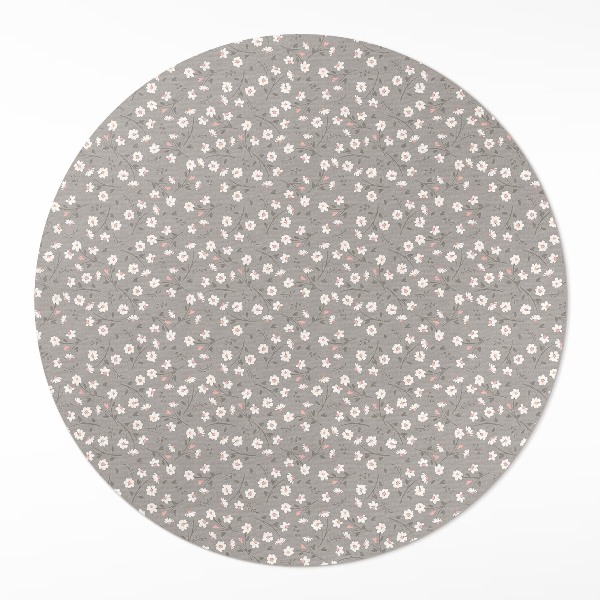 Runder vinyl teppich läufer Blumenwiese feines Boho-Muster