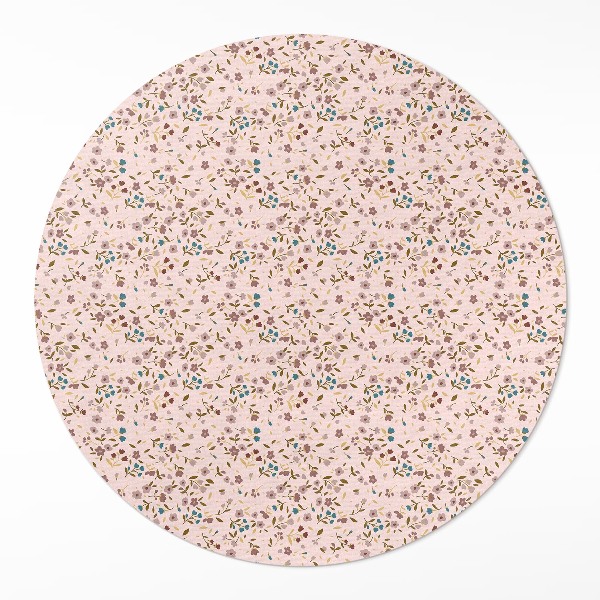 Runder vinyl teppich Winzige Blumen auf einer Wiese im Boho-Stil
